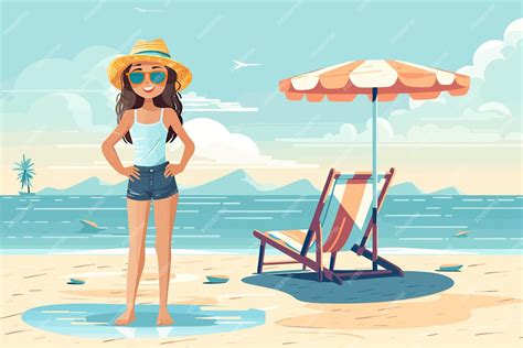 Premium Vector | Summer holiday with cartoon kids beach vector illustration