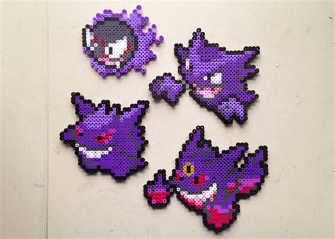 Gastly Haunter Gengar Mega Gengar Pokemon Perler Bead Fuse Bead 8bit