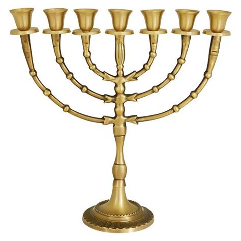 Brass Menorah Classic Seven Branch Menorah Candlesticks Circular