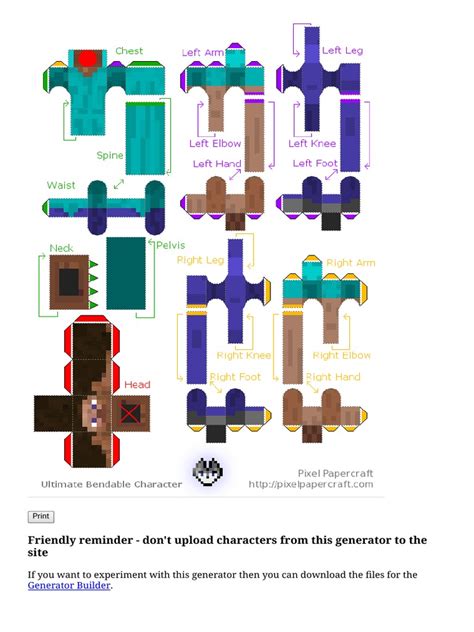 Minecraft Character Bendable Papercraft Generator Pdf