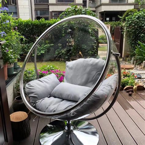 Bubble Hanging Chair Clear Acrylic Accent Swing Chair With Silver