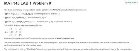 Solved Mat Lab Problem My Solutions The Three Chegg