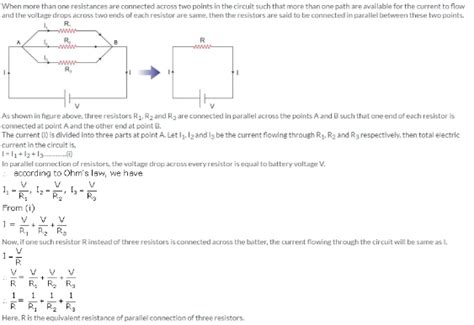 Explain The Parallel Connection Of Resistance And Derive The Formula Of