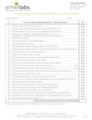 Fillable Online Kurze Symptom Checkliste Fr Lyme Borreliose Fax Email