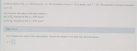 Solved A Test Is Made Of H Versus H