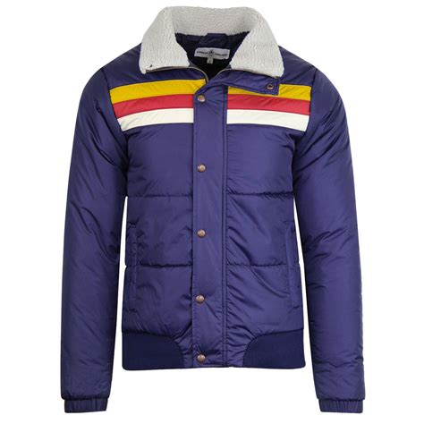 Madcap England Edge 70s Rainbow Stripe Ski Jacket Navy