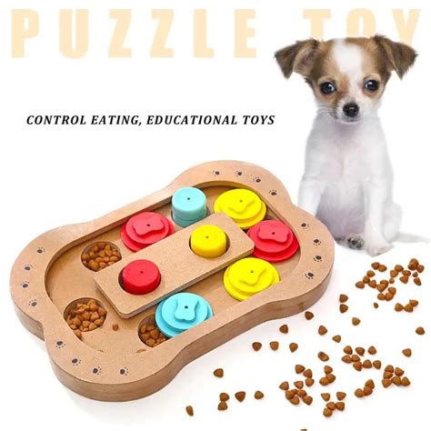 Dogs Puzzle Toys Bones Paw Wooden Dog Toy Eco friendly Pet Toy Educational Pet Bone Paw Puzzle ...