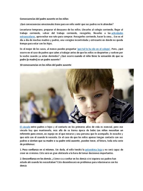 Consecuencias Del Padre Ausente En Los Niños Pdf Las Emociones