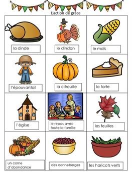 French Thanksgiving Vocabulary Sheets L Action De Grace By Frenchprof