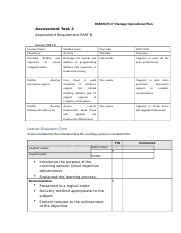 Assesment Task 2 Part B Manage Operational Plan Docx BSBMGT517