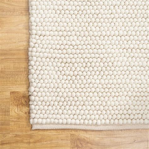 The Indoor Store Hand Knitted Chunky Wool Loops Area Rug Ivory Off