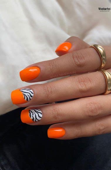 50 Pretty Summer Nails In 2022 For Every Taste Zebra And Orange Nails