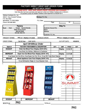 Fillable Online Factory Direct Drop Ship Order Form Fax Email Print