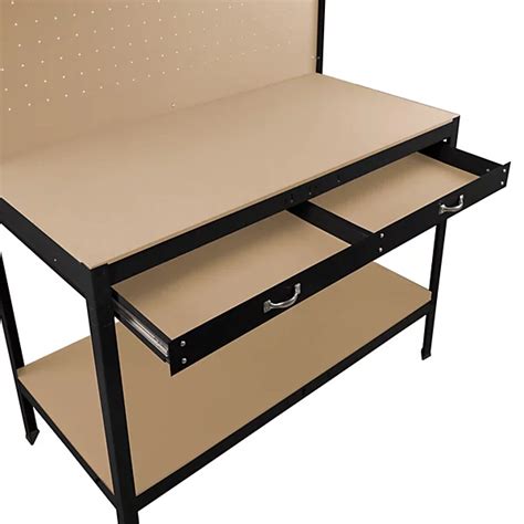 workbench  pegboard drawer  light black