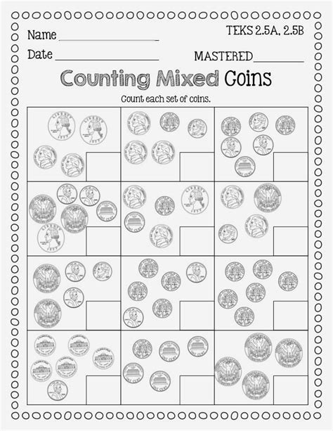 Counting Mixed Coins Worksheets