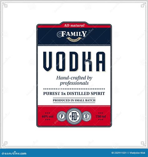 Vector Vodka Label Template Stock Vector Illustration Of Alcohol