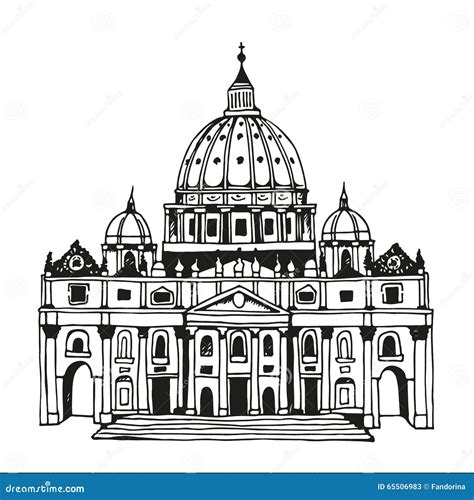 Hand Drawn St. Peter S Basilica, Vatican, Rome, Italy Stock Vector ...