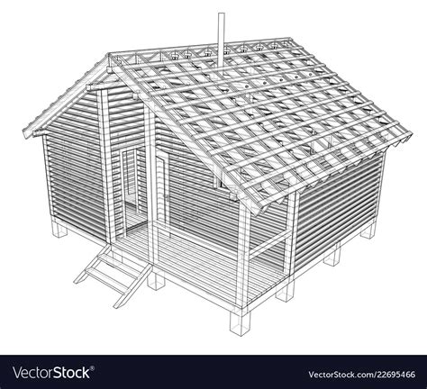 Sketch of small house rendering 3d Royalty Free Vector Image