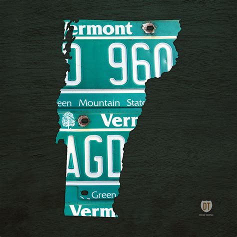 Map Of Vermont Recycled Vintage License Plate Art Mixed Media By Design