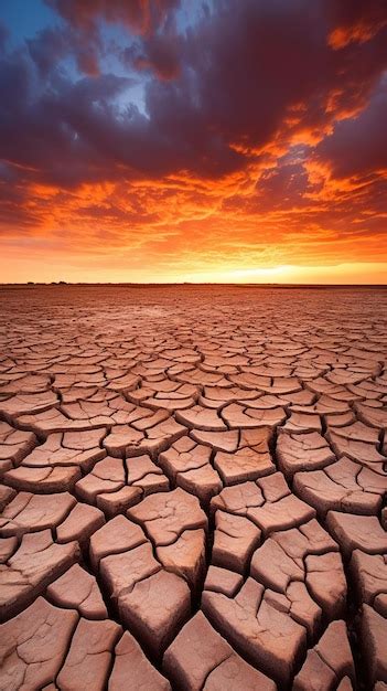 Tierra Seca Y Agrietada Que Contrasta Con Un Cielo Dram Tico Lleno De