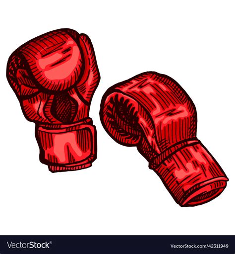 Red Boxing Gloves Sketch In Isolated White Vector Image