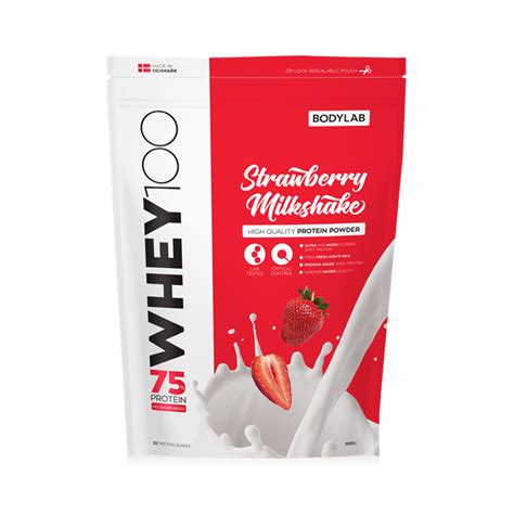 Køb Bodylab Whey 100 1 Kg Strawberry Milkshake Proteindealdk