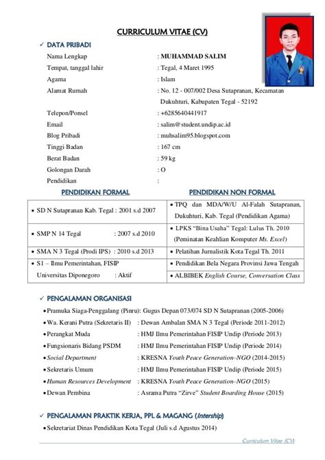 Contoh Cv Mahasiswa Gawe CV