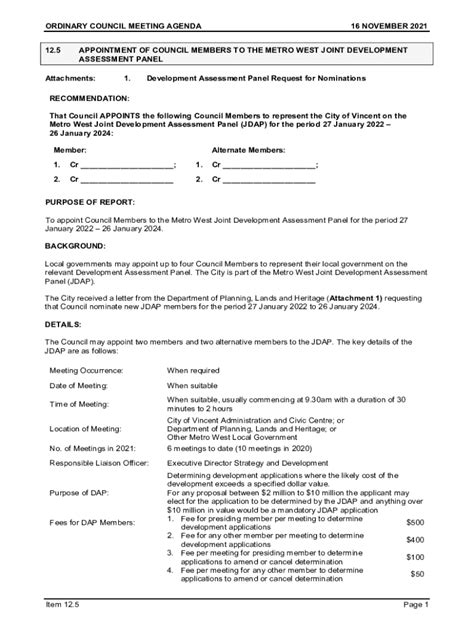 Fillable Online Appointment Of Council Members To The Metro West Joint