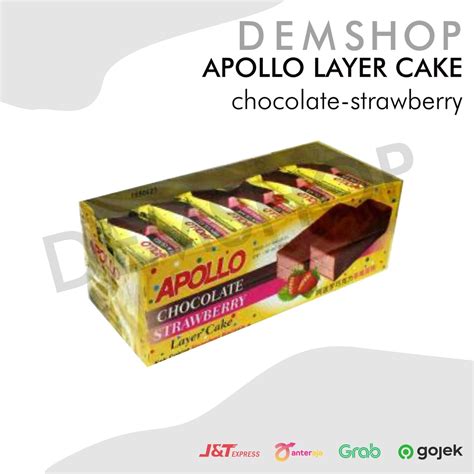 Jual APOLLO LAYER CAKE 24 Pcs Pandan Cokelat Chocolate Strawberry