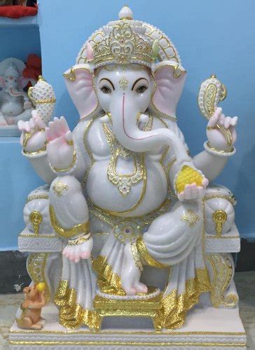 White Marble Ganesha Statue Color Multicolor At Best Price In Jaipur