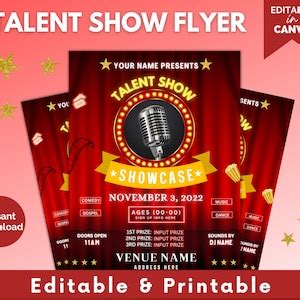 Show Flyer, Talent Show Flyer, Talent Show Poster, Editable Template ...