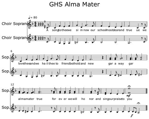 GHS Alma Mater Sheet Music For Choir Aahs