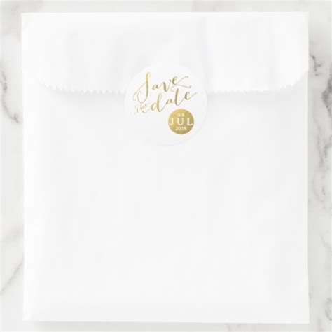 Gold Foil Glamor Date Save The Date Stickers Zazzle