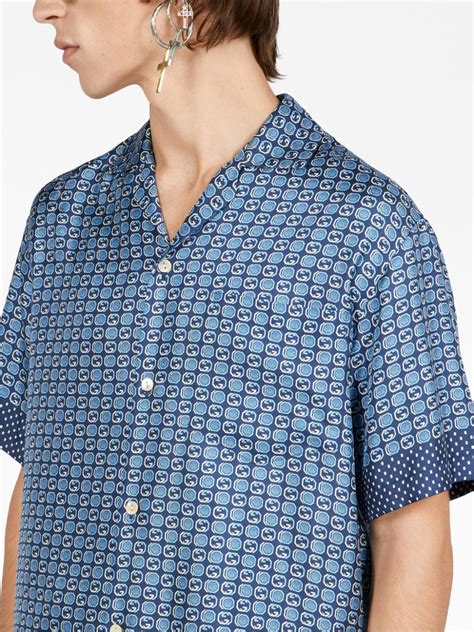 Gucci Geometric Interlocking G Print Silk Shirt Farfetch