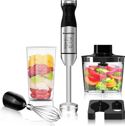 Immersion Hand Blender Bonsenkitchen Stainless Steel Handheld Blender 9 Speed And