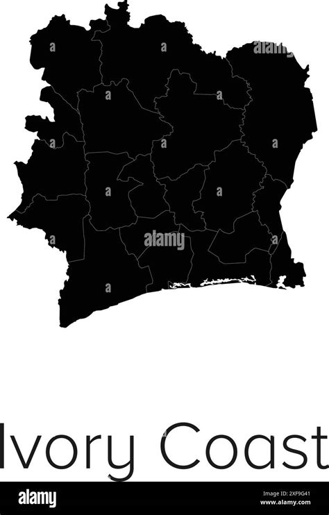 Ivory Coast Map Vector Illustration Silhouette Outline Ivory Coast