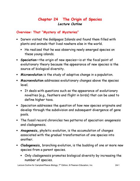 Chapter 24 - Origin of Species - Chapter 24 The Origin of Species
