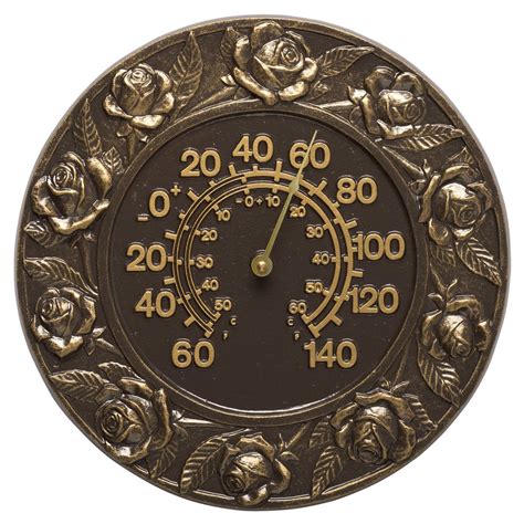 Whitehall Products Rose 12 In Indooroutdoor Wall Thermometer