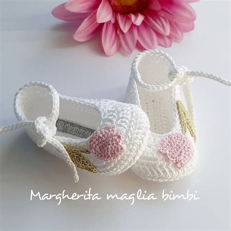 Scarpine Ballerine Bianche In Cotone Con Tulipano Rosa Bambina