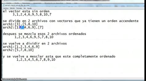 Algoritmo De Ordenamiento Mezcla Natural Youtube