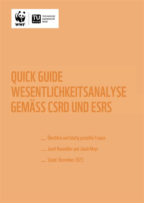 Pdf Wwf Csrd Quick Guide Wesentlichkeitsanalyse Gem Csrd Und Esrs