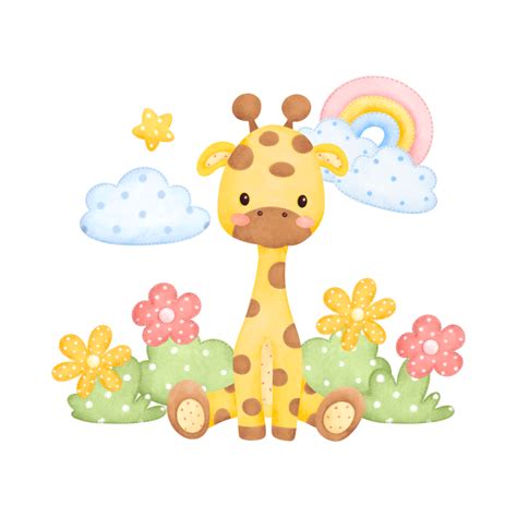 Rolig Tecknad Serie Giraff Illustration Png