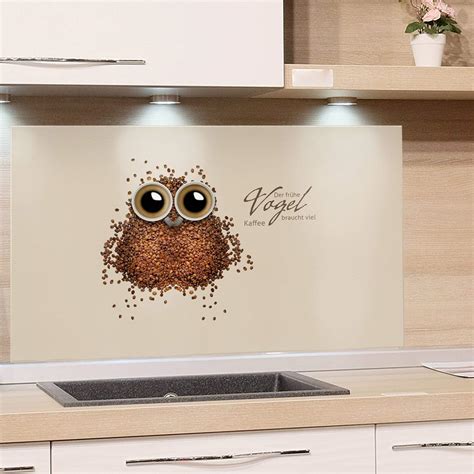 GRAZDesign Küchenrückwand Glas Sprüche Kaffee Lustig Spritzschutz Herd