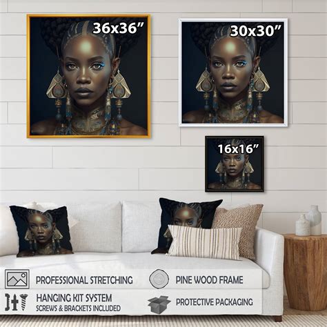 Designart Tribal African Woman Iv African American Framed Canvas Wall Art Print Bed Bath