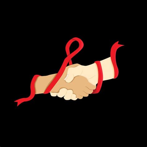 Premium Vector Two Hands Holding With Red Ribbon Vector