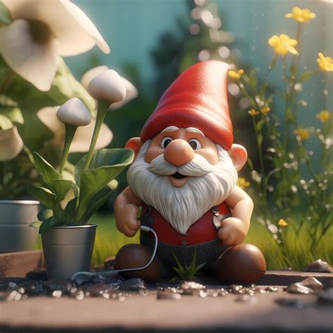 Premium AI Image 3d Render Of Gnome In Backyard Garden