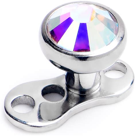 Gauge Mm Aurora Gem Bezel Top Hole Dermal Implant Grade Titanium