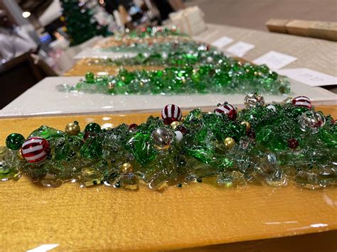 Crushed Glass Christmas Trees On Wood Free Shipping Etsy