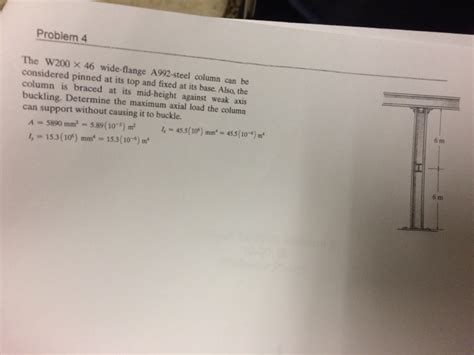 Solved Problem The W X Wide Flange A Steel Column Chegg