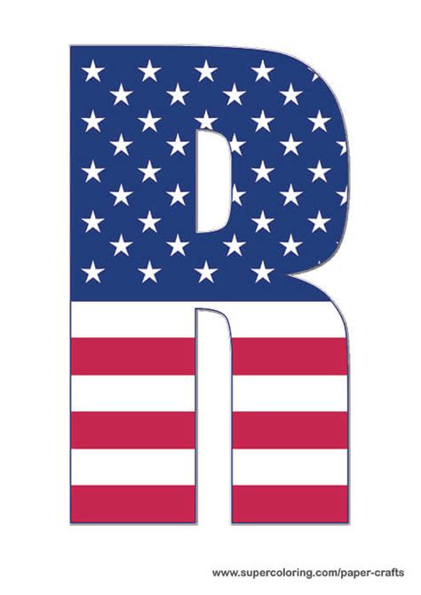 U S American Flag In Letter R Free Printable Papercraft Templates